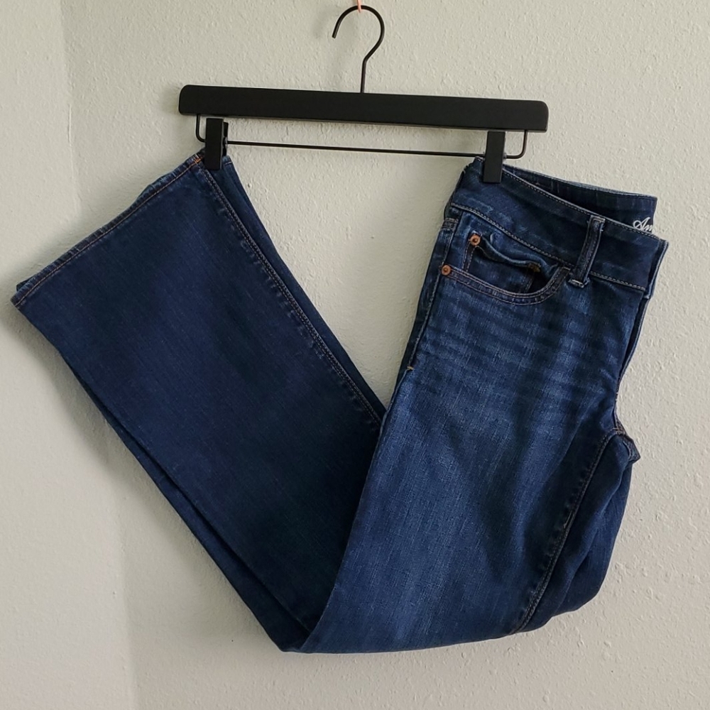 American Eagle Outfitters Dark Blue Wide Leg Jeans